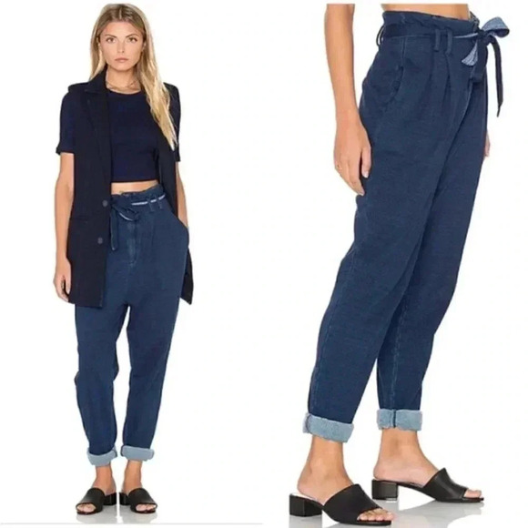 NWT AG Adriano Goldschmied Pentra Indigo Denim Pants Belted Seven Jean Size 26 - Picture 1 of 5